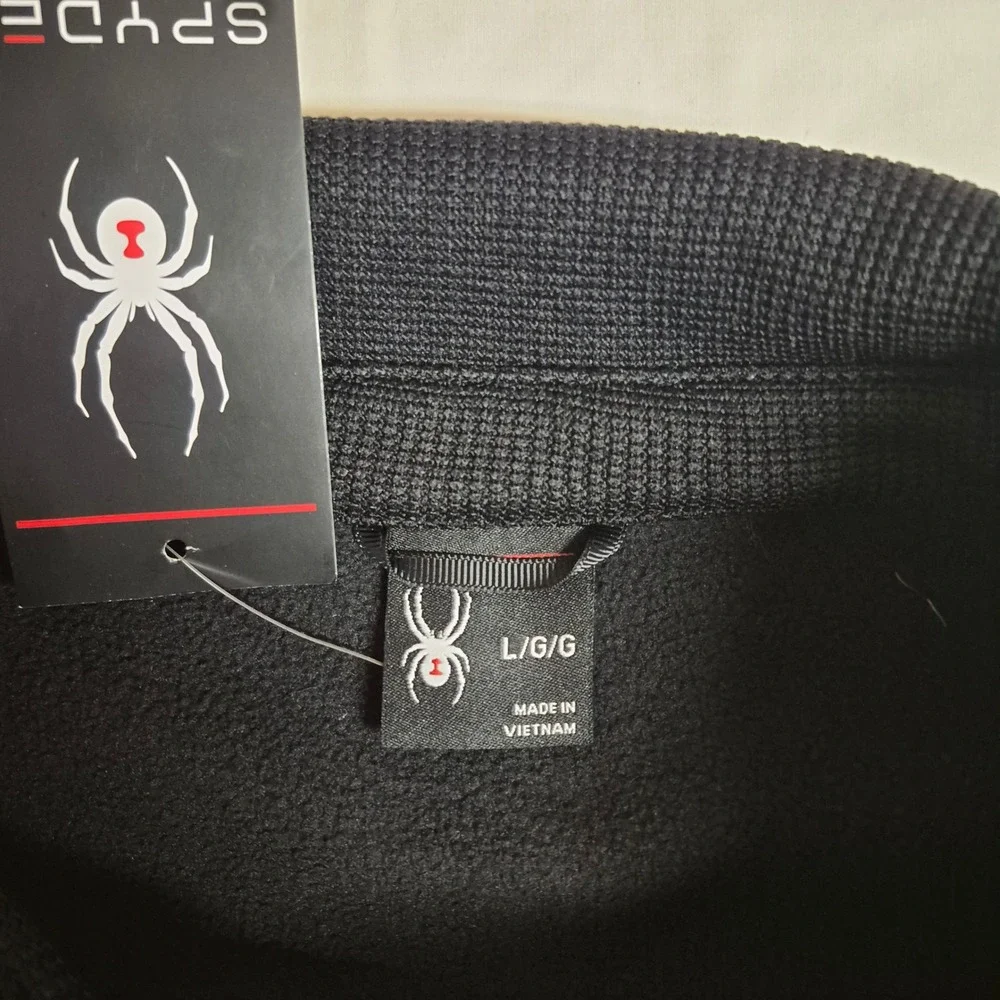 Spyder Mens Black Waffle Knit Fleece‎ Lined Snap Front Shirt Jacket Large NEW